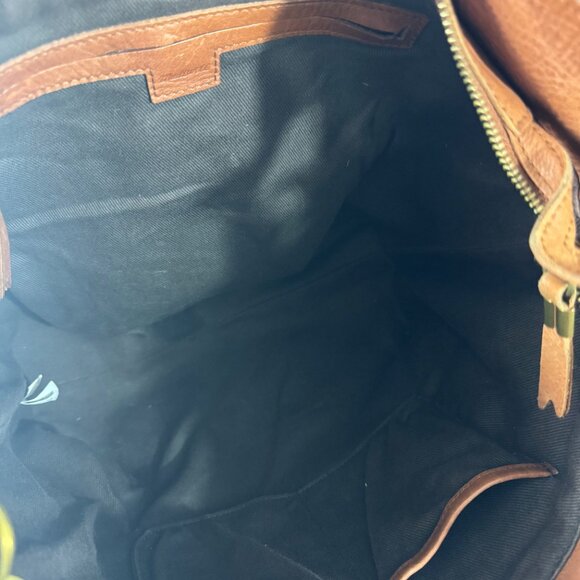 Madewell Brown Leather Top Handle Zipper Closure Satchel Shoulder Bag - Picture 10 of 14